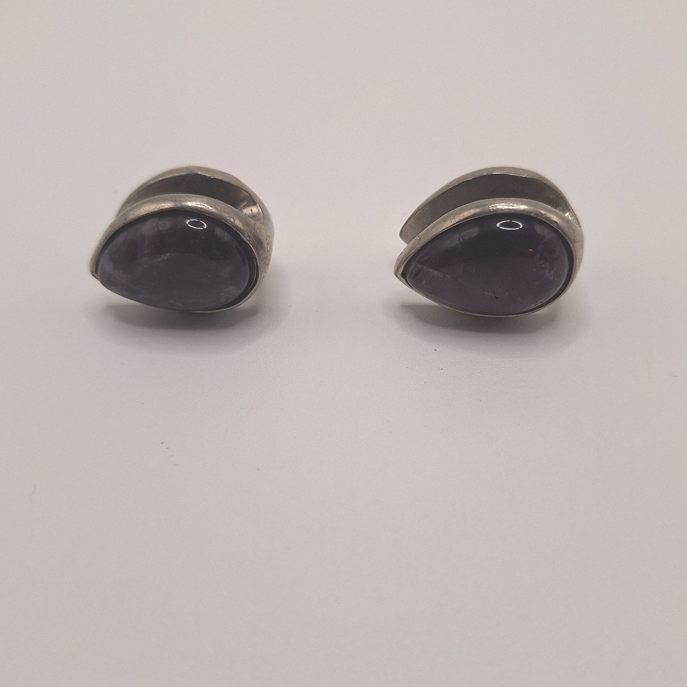 Vintage amethyst cuff links ear weights sculptural organic Mid Century Modernist